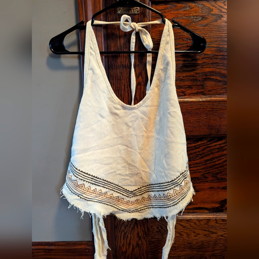 One size natural cotton halter crop